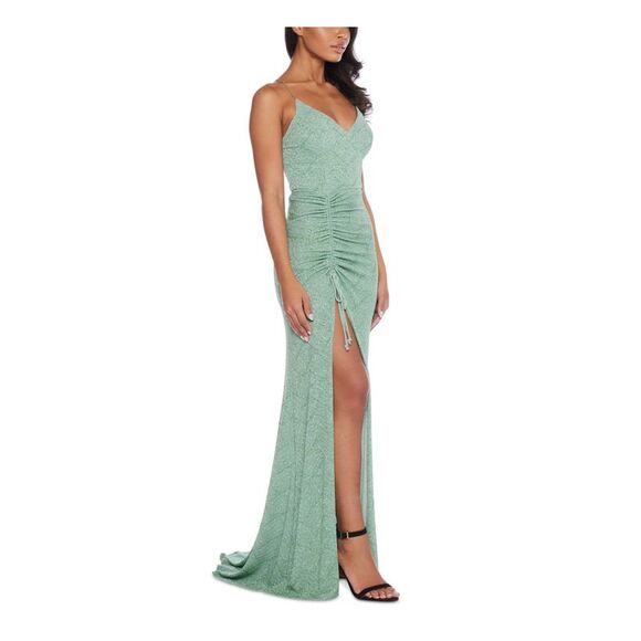 NWT B DARLIN Womens Green Open Strappy Back Pull-on Dress Juniors S - Picture 3 of 5